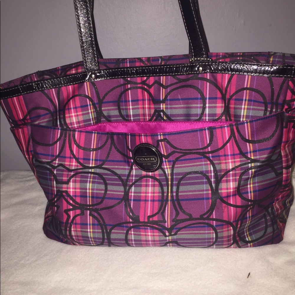 Coach Purse: Tartan Purple Plaid